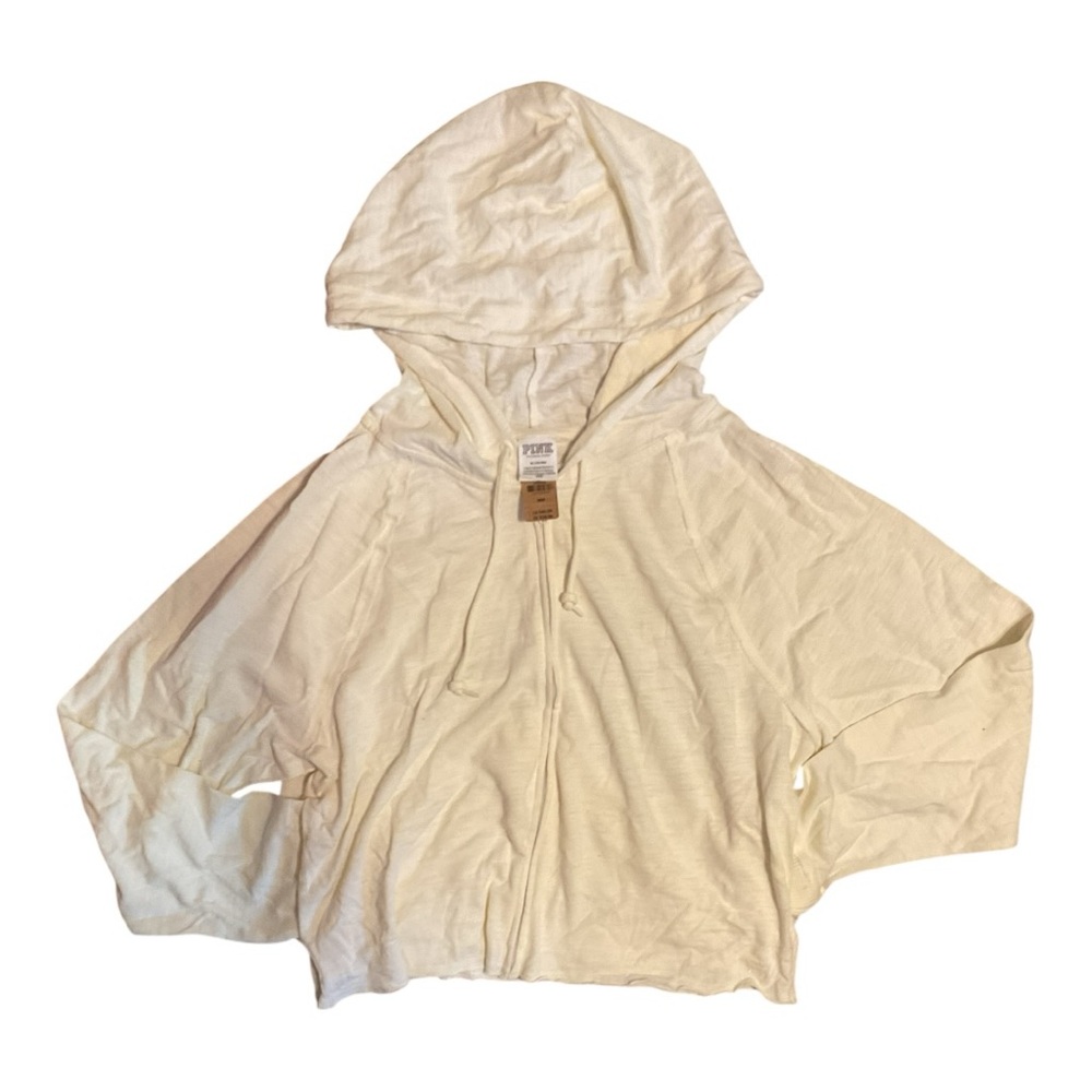 NWT Victoria’s Secret PINK Cream Full Zip Hoodie Medium